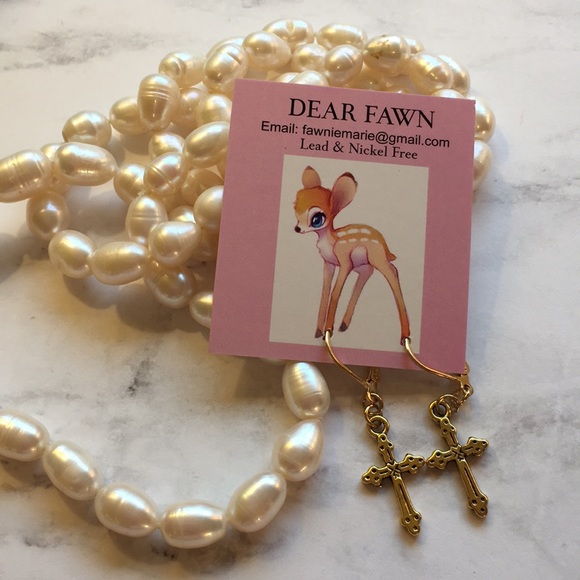 New Gold Cross Earrings Elegant NEW Hypoallergenic - Picture 4 of 8